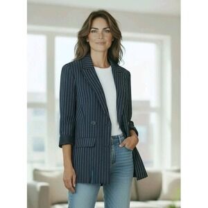 Abercrombie & Fitch Navy Pinstripe Blazer